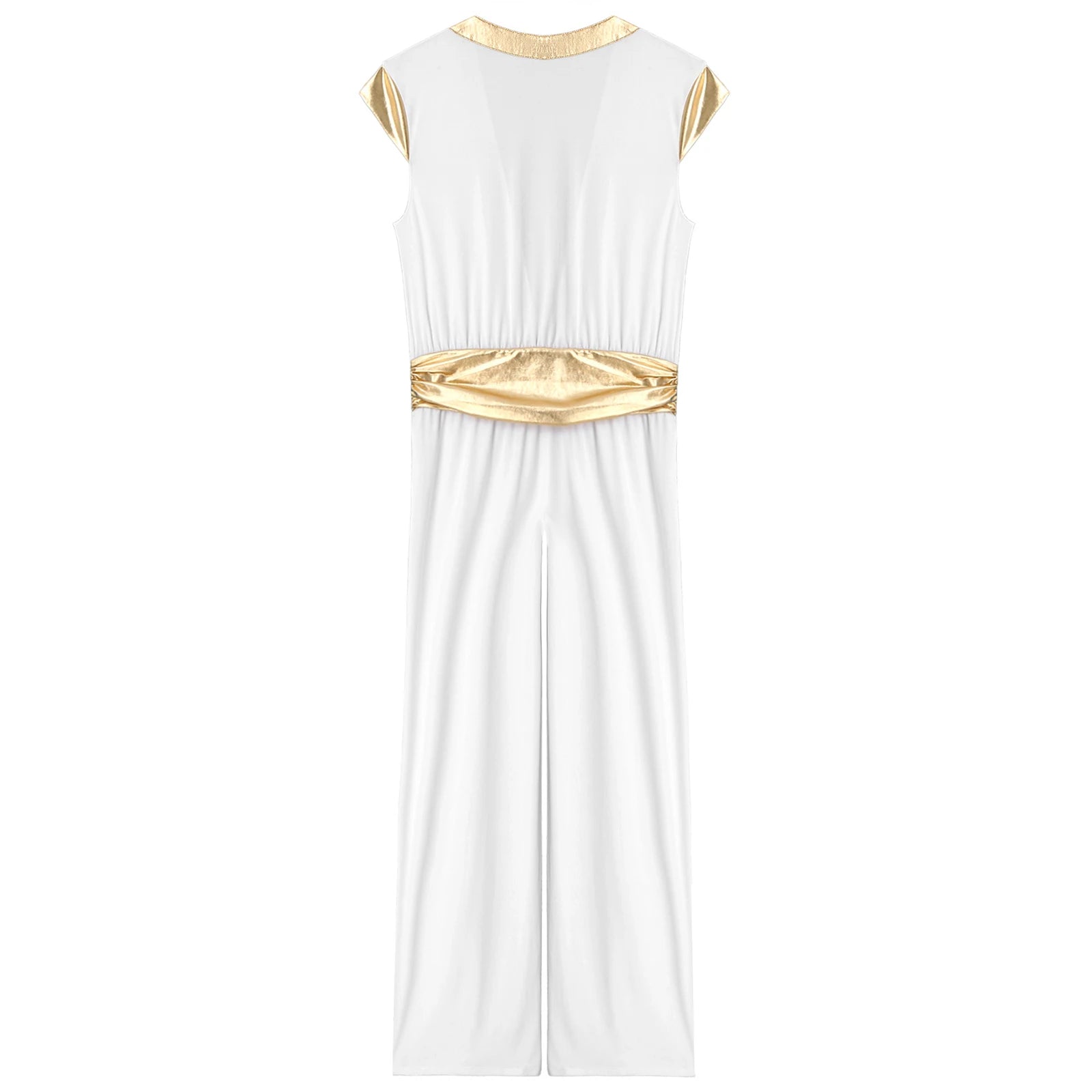 Men's Arabian Prince Sleeveless Deep V Loose Jumpsuit Theme Halloween Costume - White / S