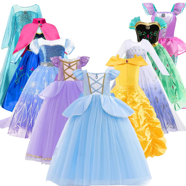 Kids' Princess Long-Haired Tower Princess Snow Kingdom Princess Ice Queen Princess Birthday Costume