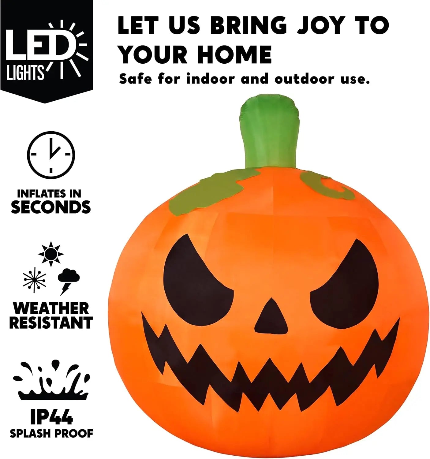 10FT Tall Giant Inflatables Pumpkin with Built-in LED Lights Outdoor