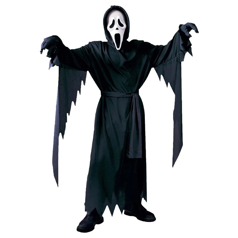 Hooded White Ghost Horror Costume with Mask - product image 12