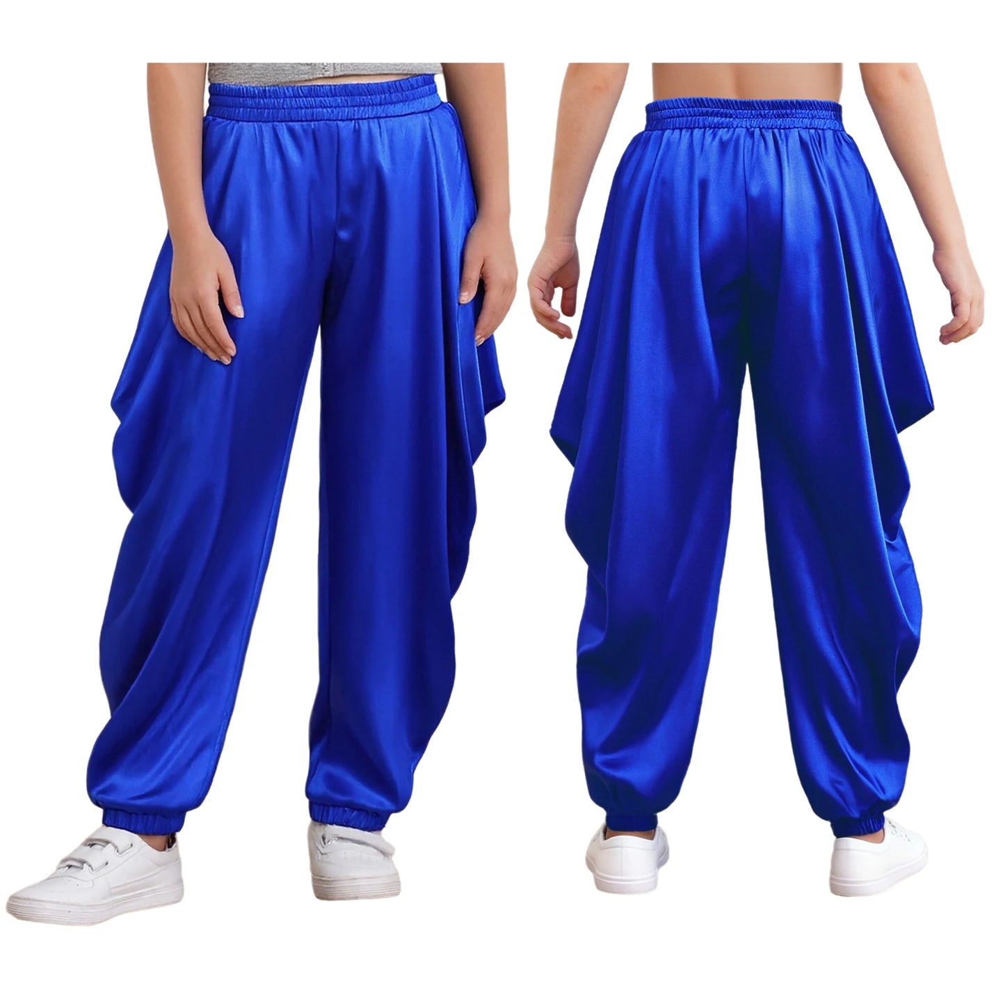 Kids' Arab Prince Satin Dhoti Pants Elastic Waistband Loose Baggy Trousers Costume - alternate view 15