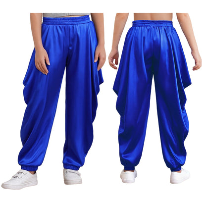 Kids' Arab Prince Satin Dhoti Pants Elastic Waistband Loose Baggy Trousers Costume - alternate view 15