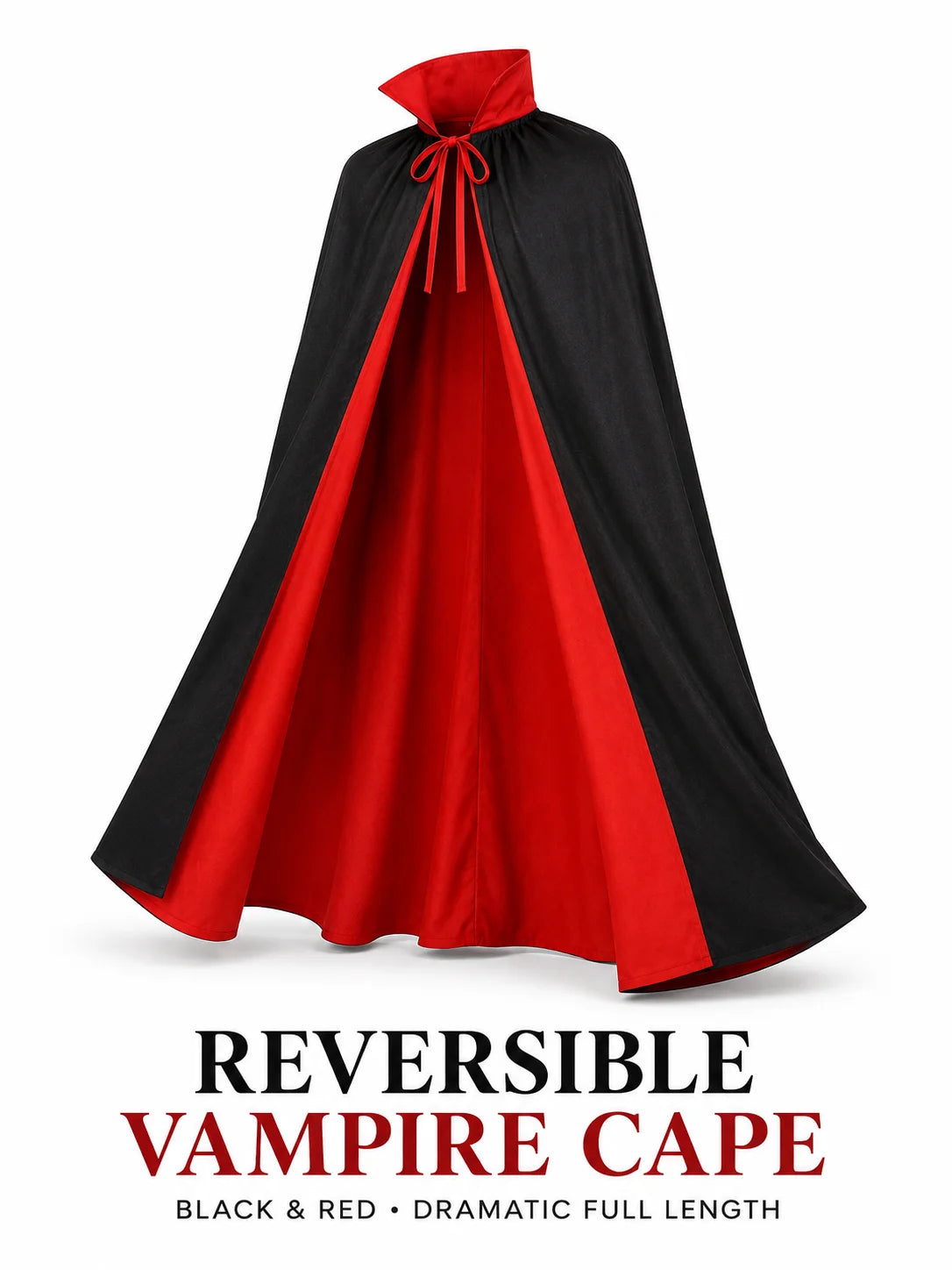 Reversible Black & Red Vampire Cape – Halloween Costume Cloak