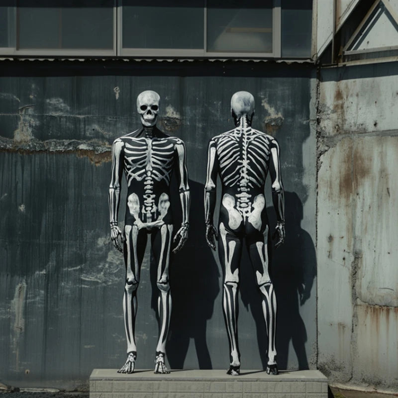 Adult Skeleton Jumpsuit and Mask Skull Steampunk Elastic Bodysuits Costume - alternate view 4