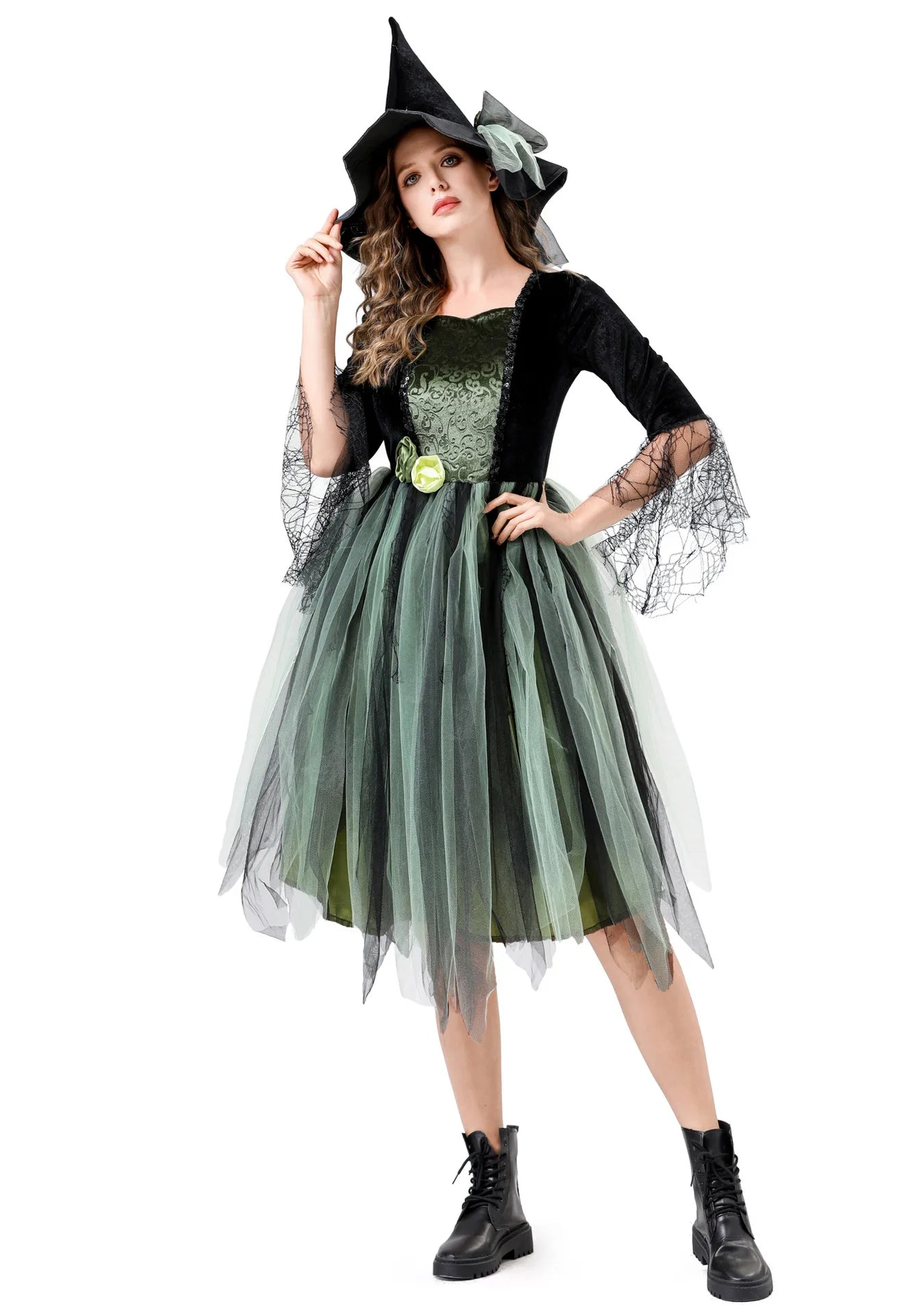 Gothic Dark Witch Outfit For Women Layered Tulle Skirt Halloween Carnival Daily Stage Character Cosplay - product image 2