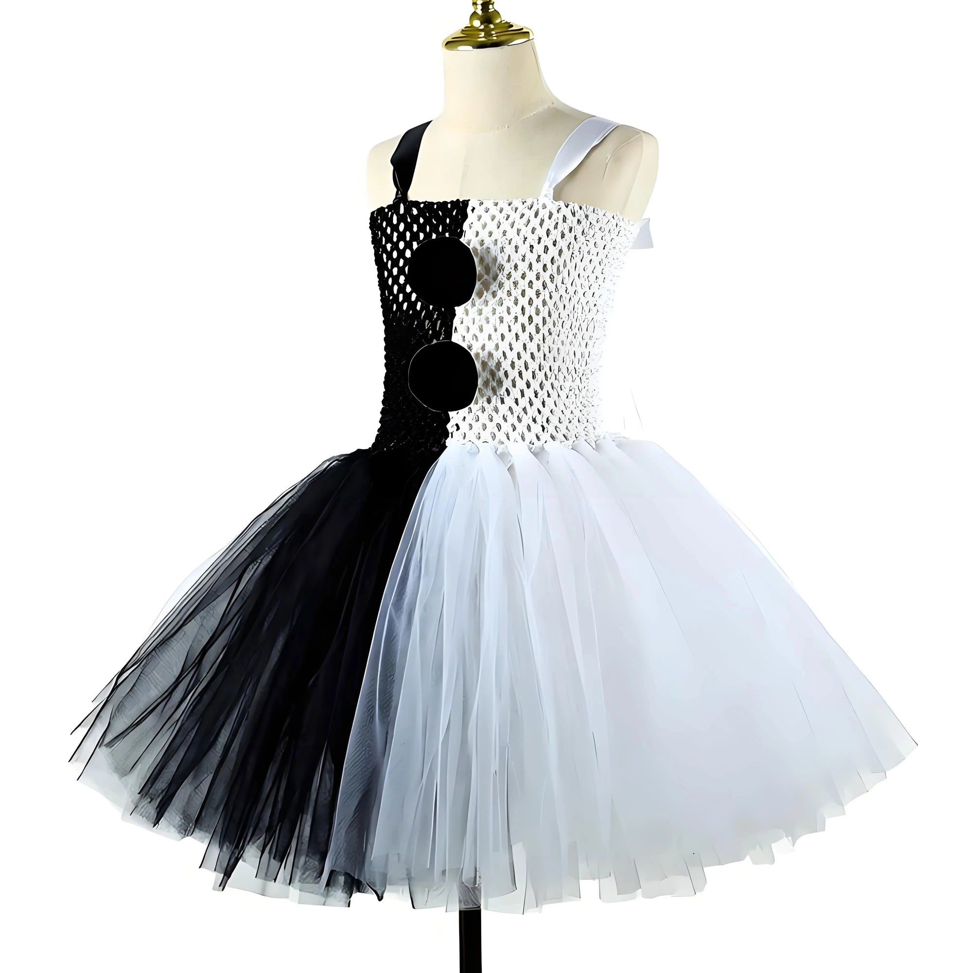 Girls Halloween Clown Costume Dress Kids Black White Scary Clown Dress with Hat Socks - Clown Suit 1 / 2-3Y