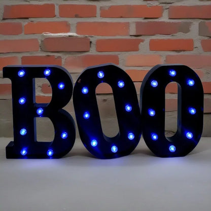 Halloween Decorations-3 LED Marquee Light up Letters "BOO" Sign Halloween Decor for Kitchen Tabletop Fireplace Mantel Party