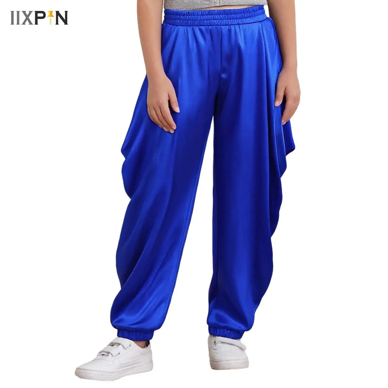 Kids' Arab Prince Satin Dhoti Pants Elastic Waistband Loose Baggy Trousers Costume