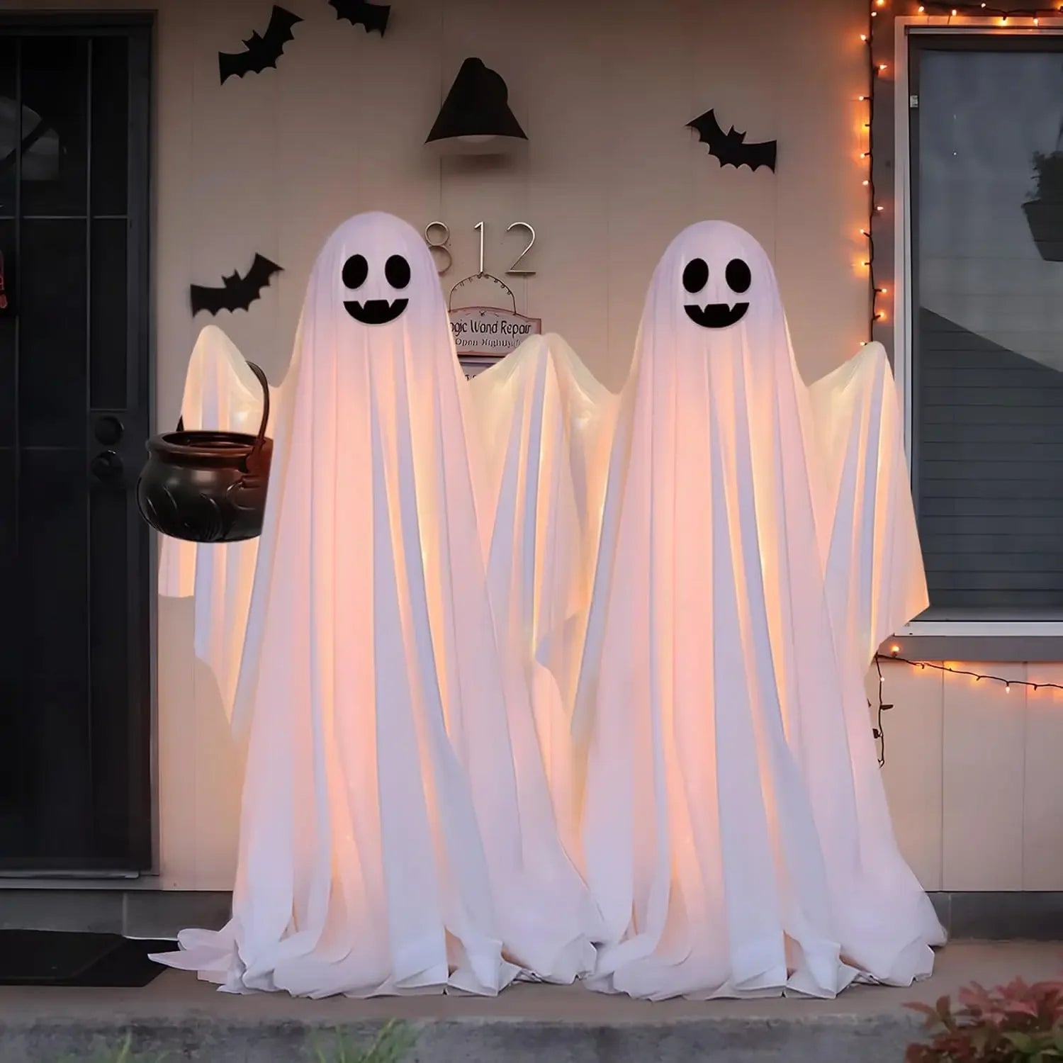 85/65-Inch Life-Size Scary Standing Ghost Glow-in-the-Dark OutdoorHalloween