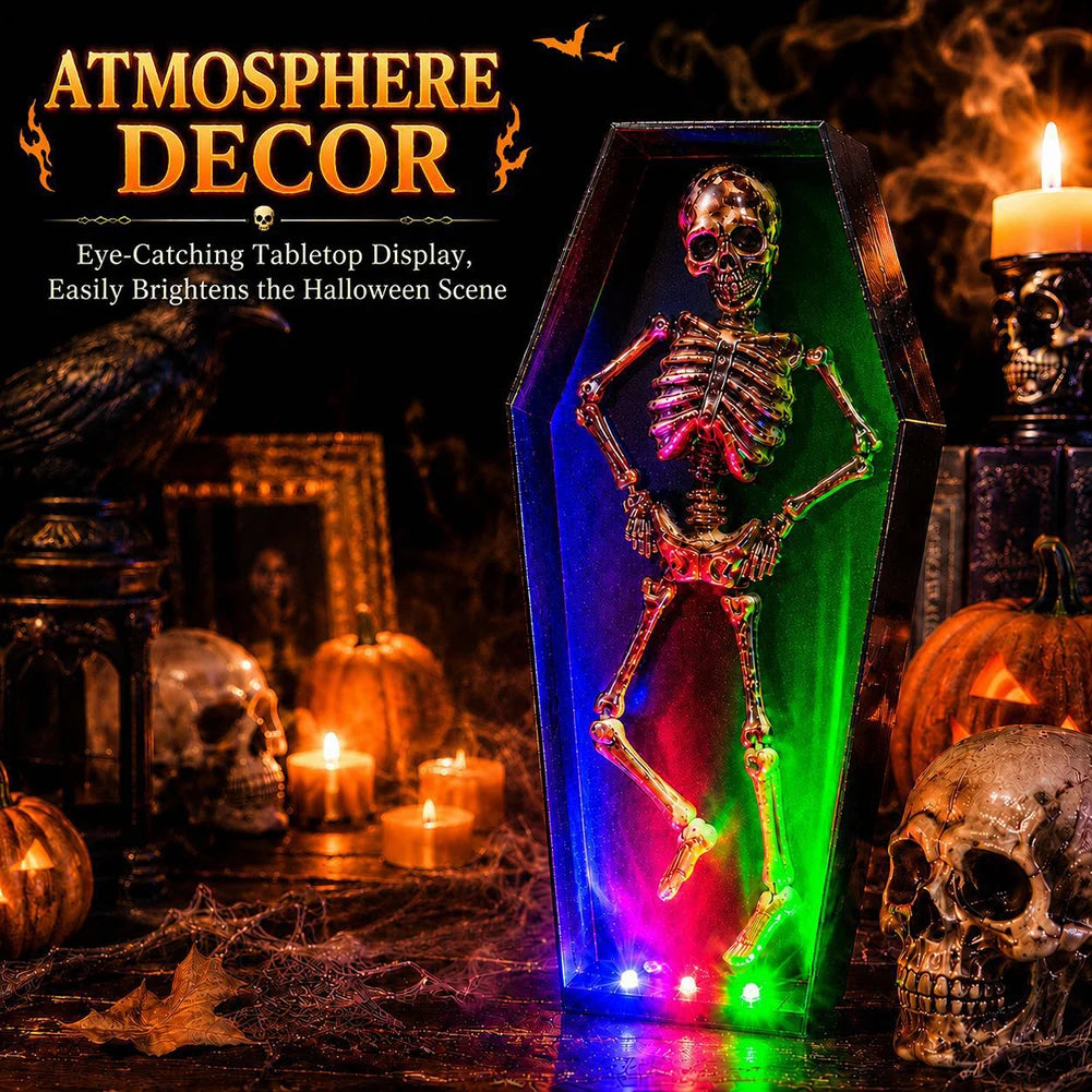 Halloween Coffin Dancing Skeleton Toy Ornament, Halloween Dancing Skull With - product image 1