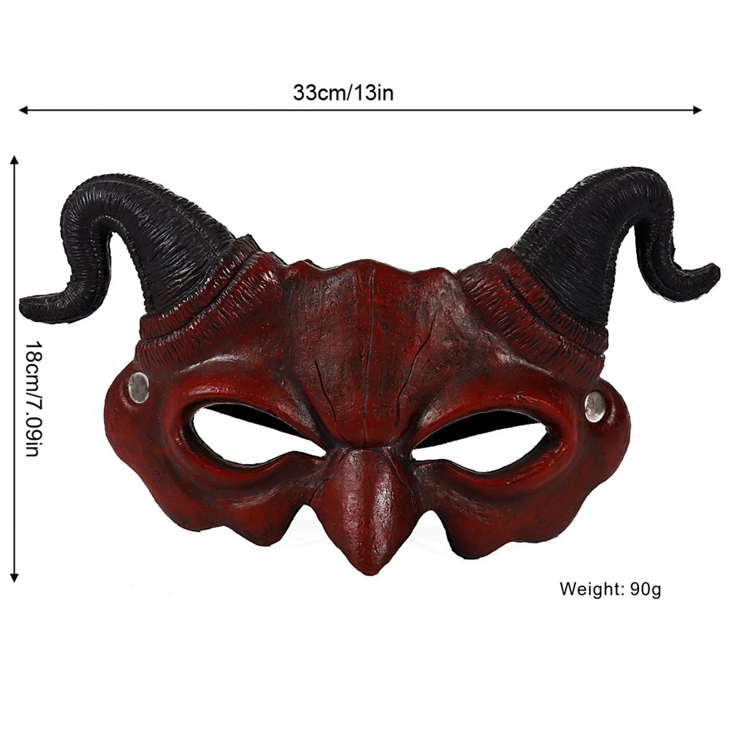 Halloween Devil Horror Half Face Mask Scary Horn Ghost Mask Monster Costume for Halloween - White