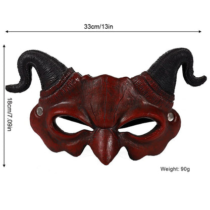 Halloween Devil Horror Half Face Mask Scary Horn Ghost Mask Monster Costume for Halloween - White