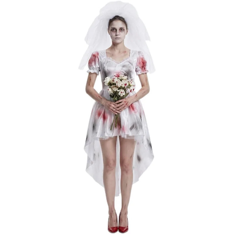 Women's Bloody Ghost Bride Costume – Gothic Halloween Dress
