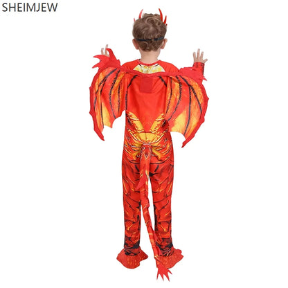 Kids Spray Fire Dragon Costume Suitable For Halloween Reading Week Dress Up Flame Dragon Knight Wings Suit - product image 6