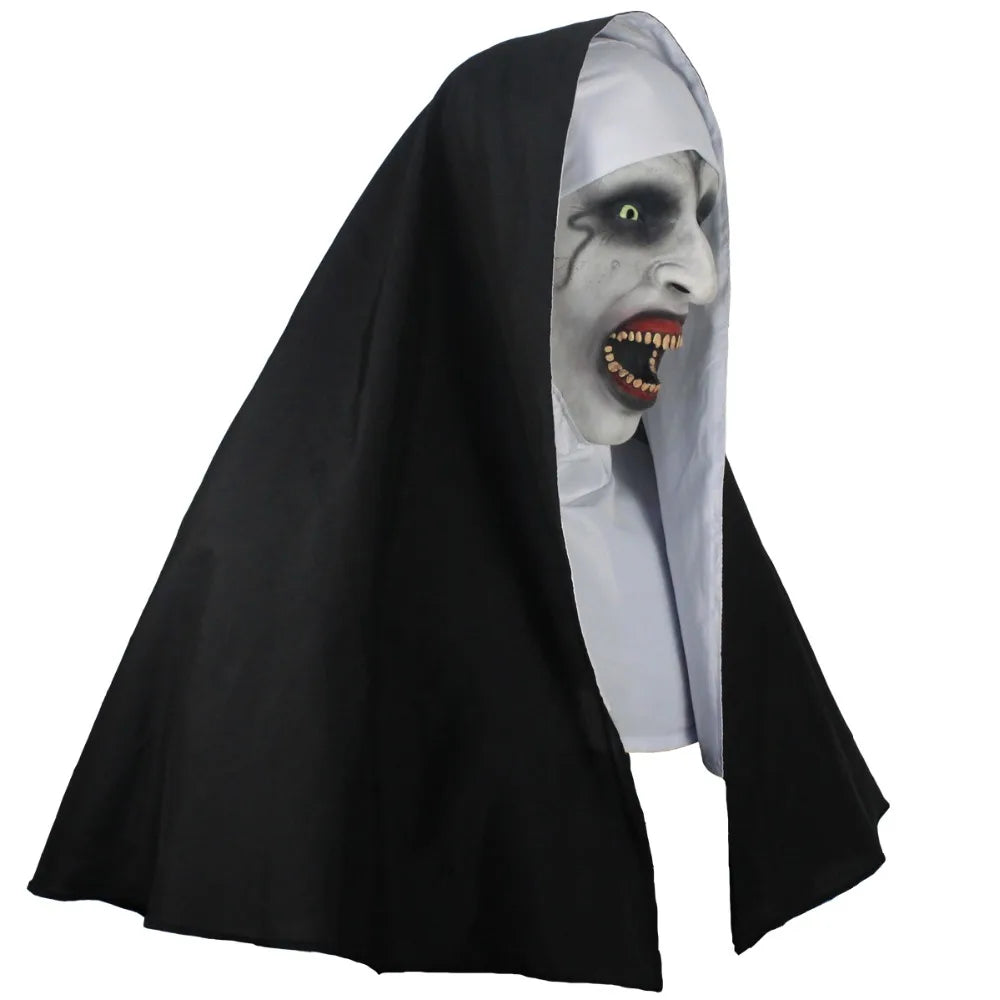Horror the Nun Mask Costume Scary Bloody Demon Ghost Face Latex Masks with Headscarf - View 4