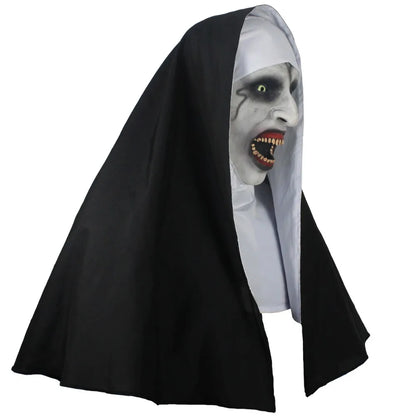 Horror the Nun Mask Costume Scary Bloody Demon Ghost Face Latex Masks with Headscarf - View 4