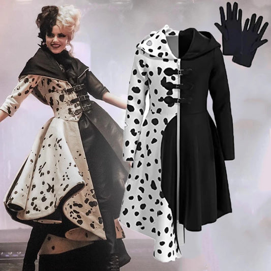 Women's Cruella De Vil Maid Vestido Uniform Suit Costume