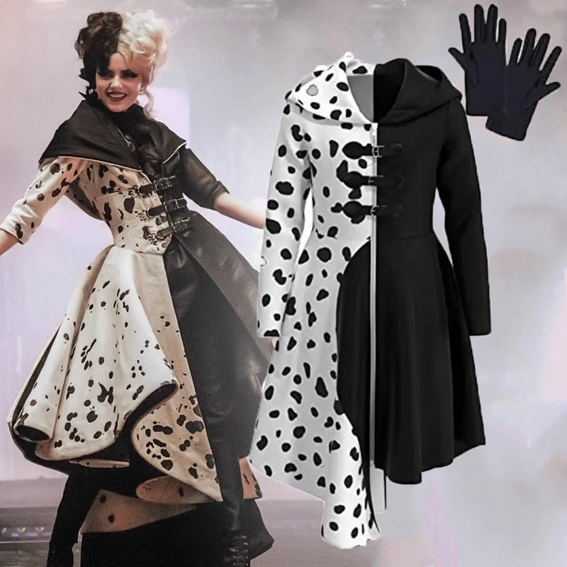 Women's Black-and-White Fashion Villain Maid Dress Uniform Suit Halloween Costume - Costume / M