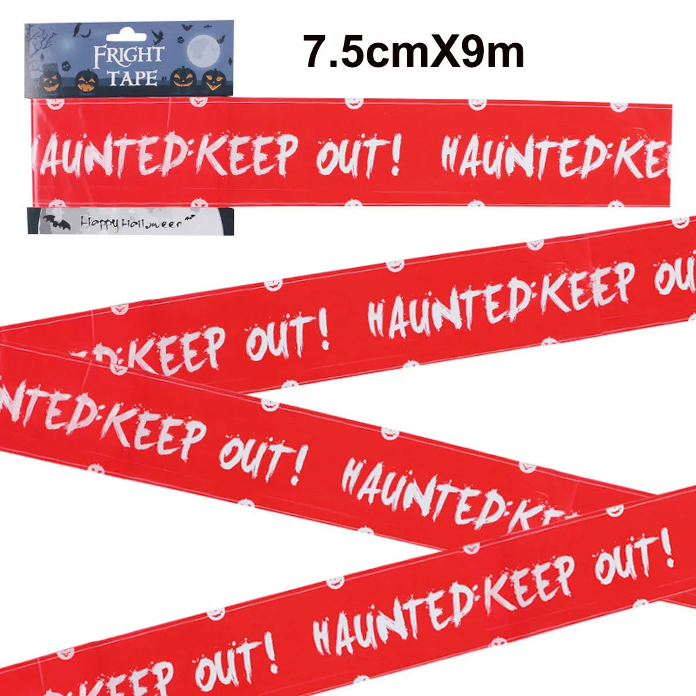 Halloween Decoration Caution Tape Window Prop Skull Zombie Warning Tape Signs Halloween Props Party Favors Haunted House Décor
