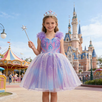Good Witch Costume Girls Glinda Costume Dress Kids Wicked Cosplay Dress Up Outfits for Birthday Halloween - product image 2