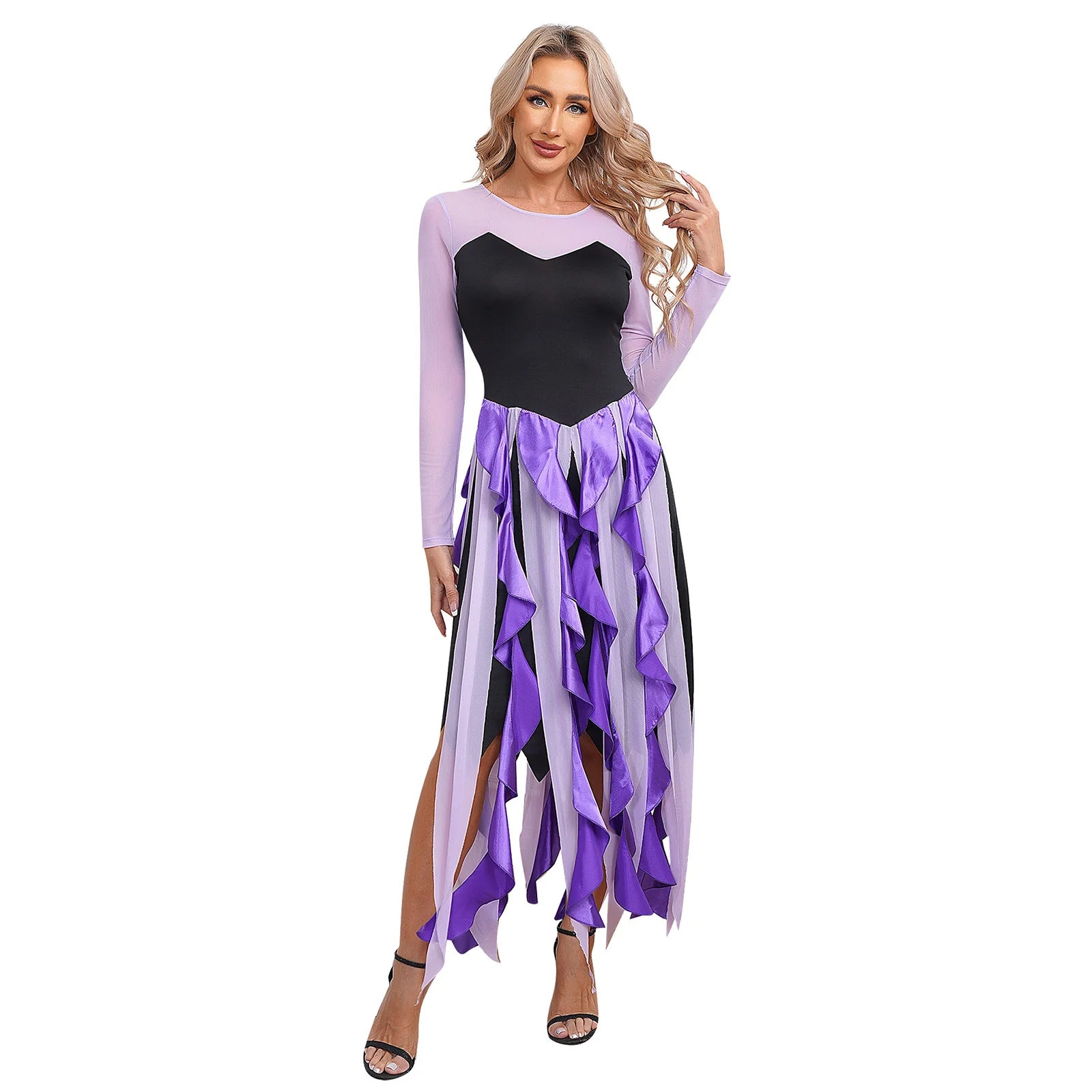 Ursula-Inspired Women's Sea Witch Halloween Costume Dress - Purple L