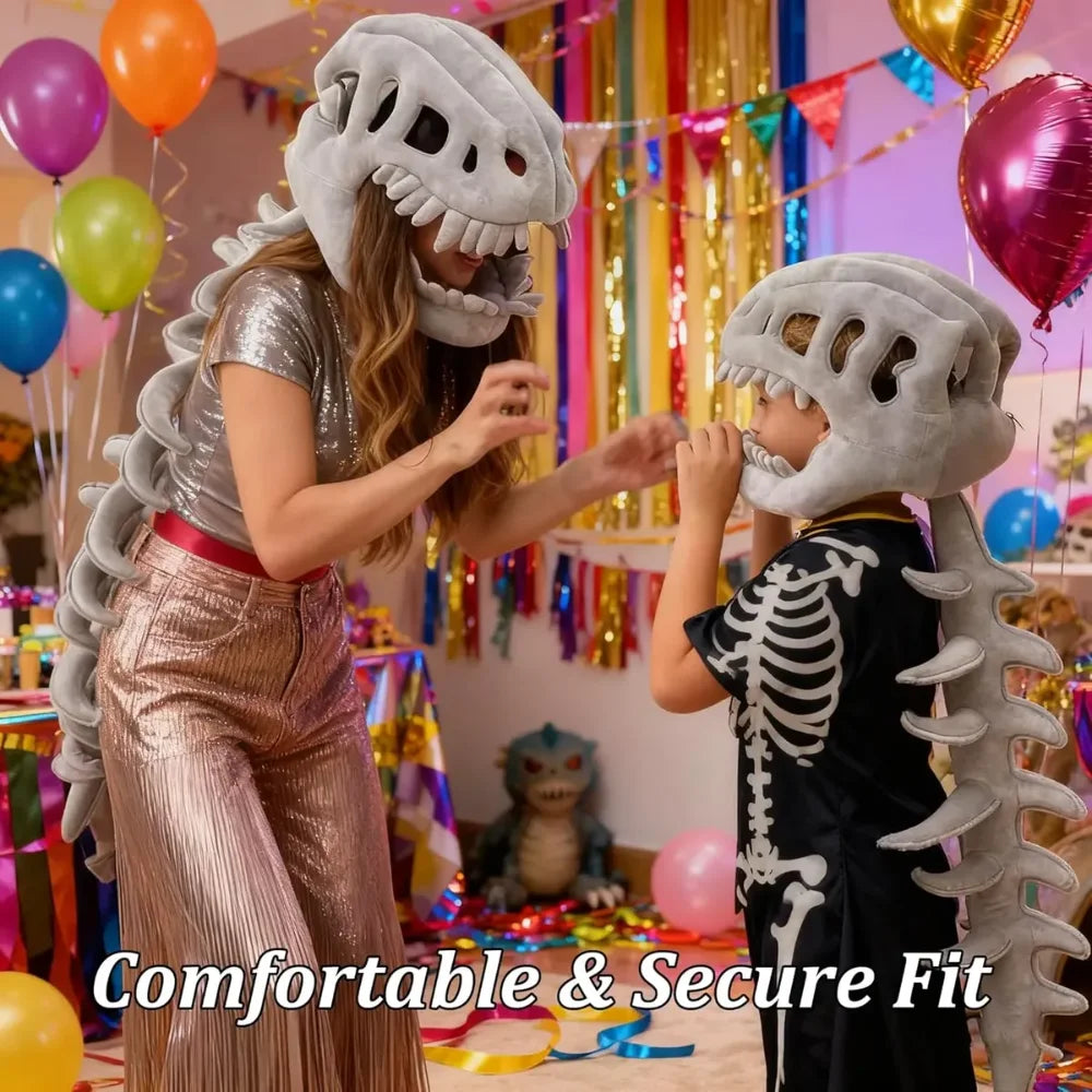New Dinosaur Plush Hat Cartoon Skeleton Headgear Halloween Costume Funny Soft Doll Celebrity Style Surprise - product image 3