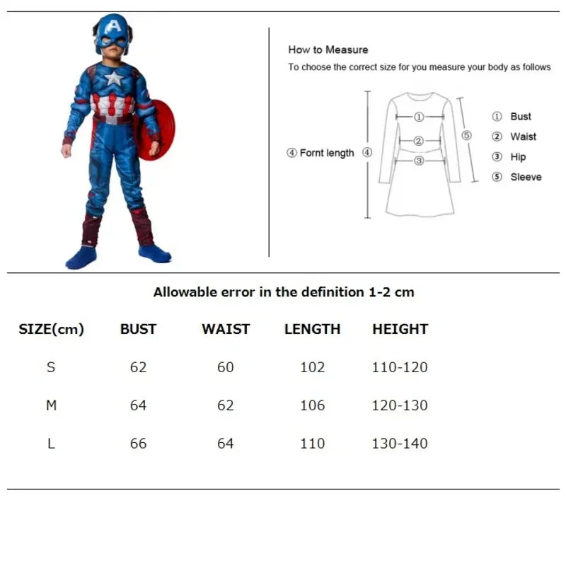 Kids' Boys Captain Rogers Blue Superhero Muscle America Jumpsuit Fantasia Costume - alternate view 2