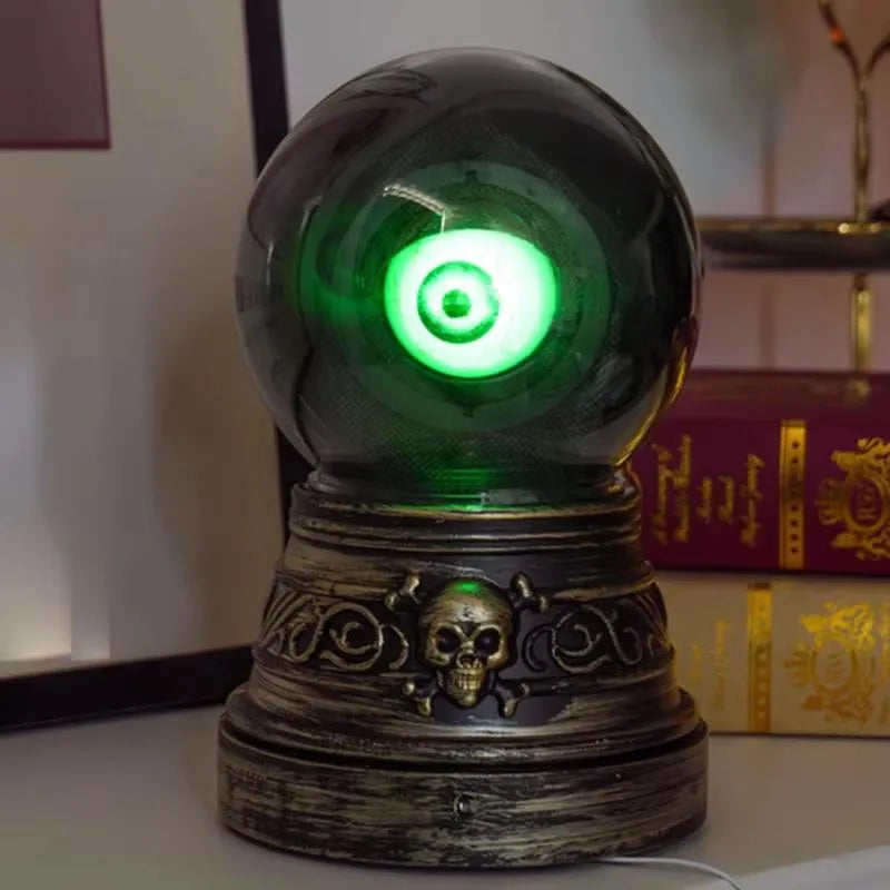 Crystal Ball with Blinking Green Evil Eye LED Gothic Decor Battery Operated - product image 1