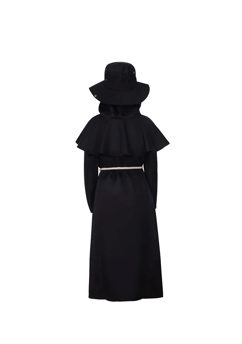 Plague Doctor Costume Black Hooded Cloak Uniform Boys Adult Carnival Costume Doctor