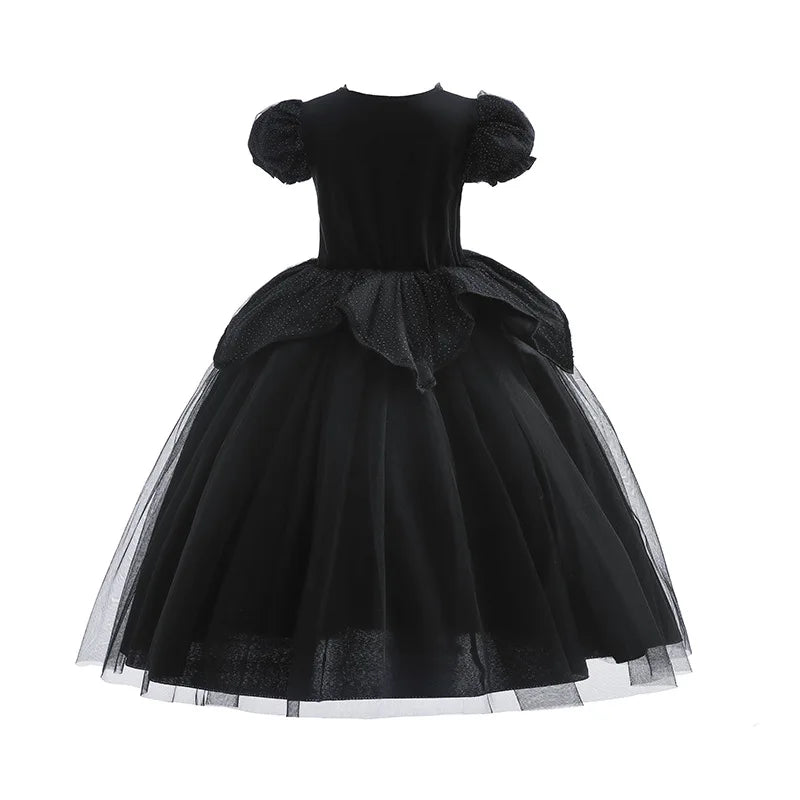 Girls Black Witch Halloween Costume Dress with Hat