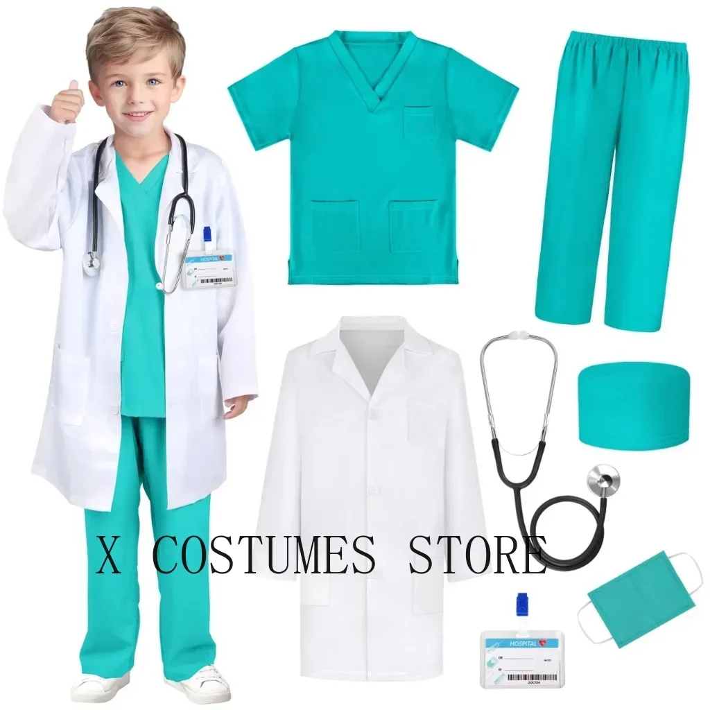 Kid's Doctor Costume Nurse Costume Nurse Suit Doctor's V Neck Surgical Suit Boys