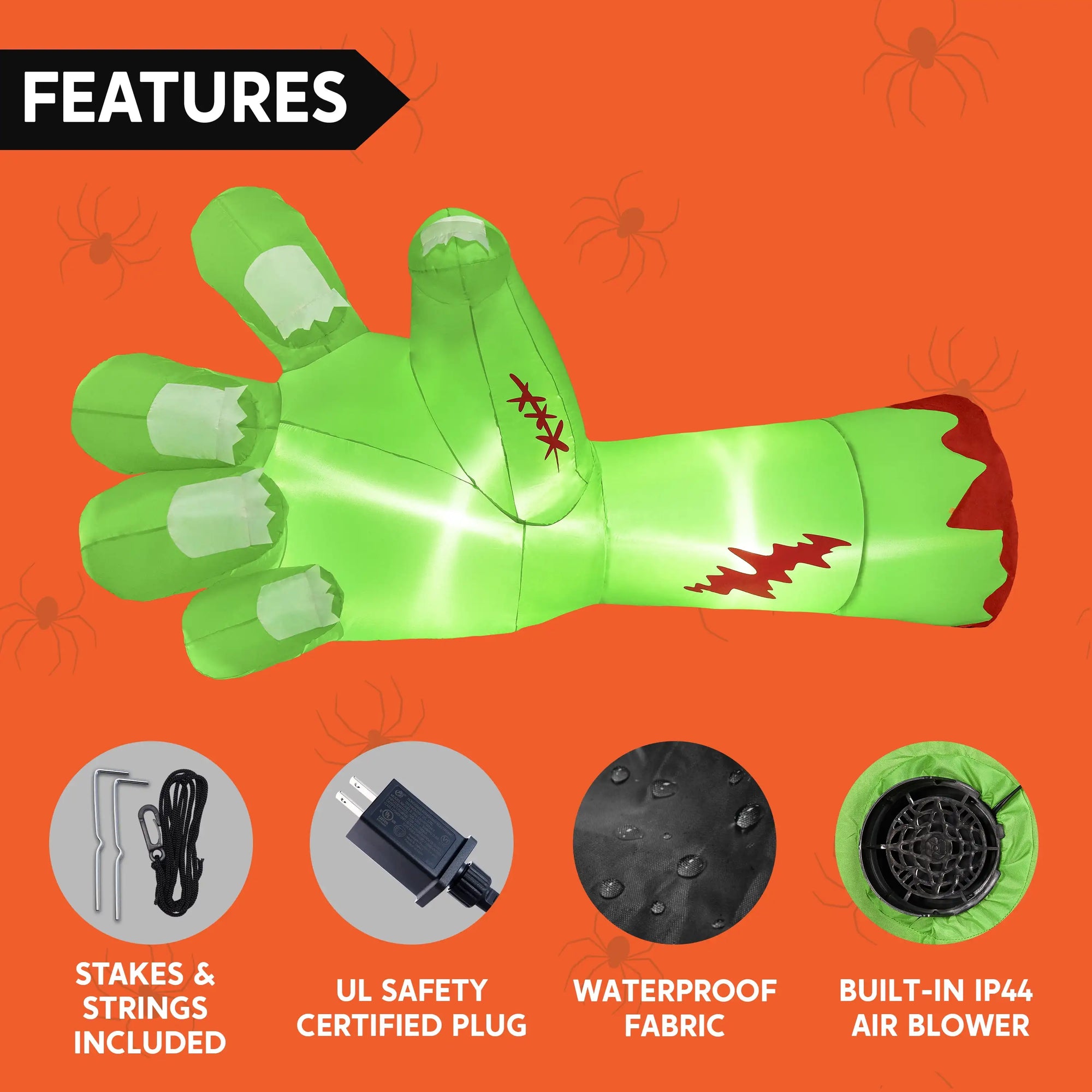 9 Ft Giant Zombie Arm Halloween Inflatable – Lighted Outdoor Yard Decoration