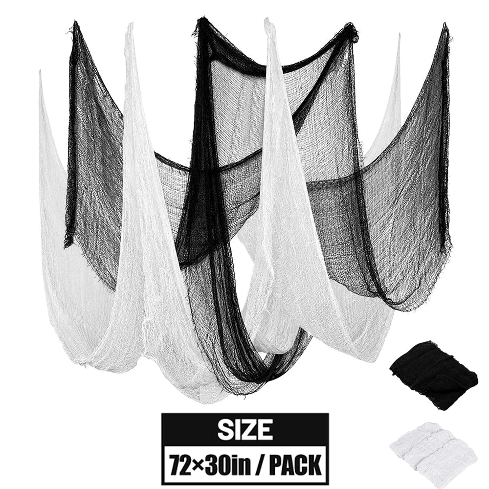 Creepy Cloth Spooky Halloween Decoration White Black Gauze Window Door Cover - product image 7