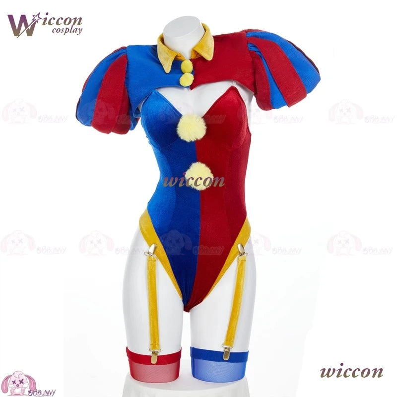 Clown Circus Costume Original Design Adult Digital Pomnii Wig Hat Velvet Skirt Cartoon - wig / L