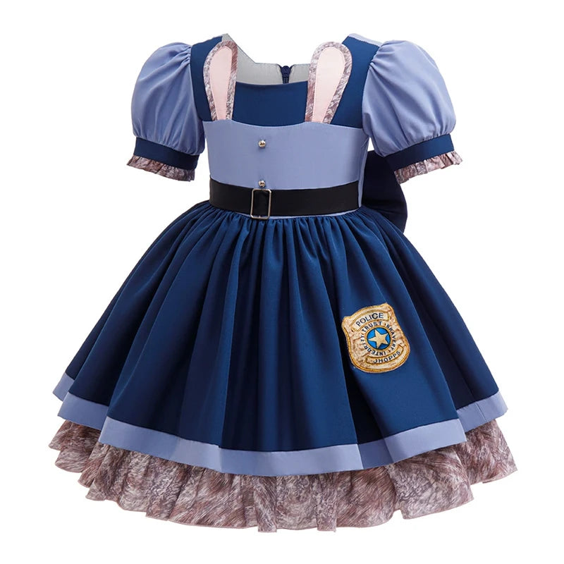Animated Animal City Rabbit Police Officer Costume For Girls Dress Cosplay Carnival Party