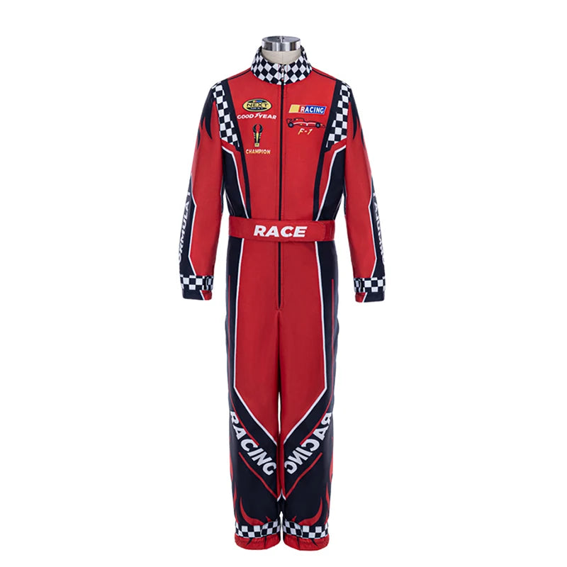 Adult Kids Racer Cosplay Costume Red Classic One-Piece Training Racing Uniform Suit Children Men Karting - product image 6