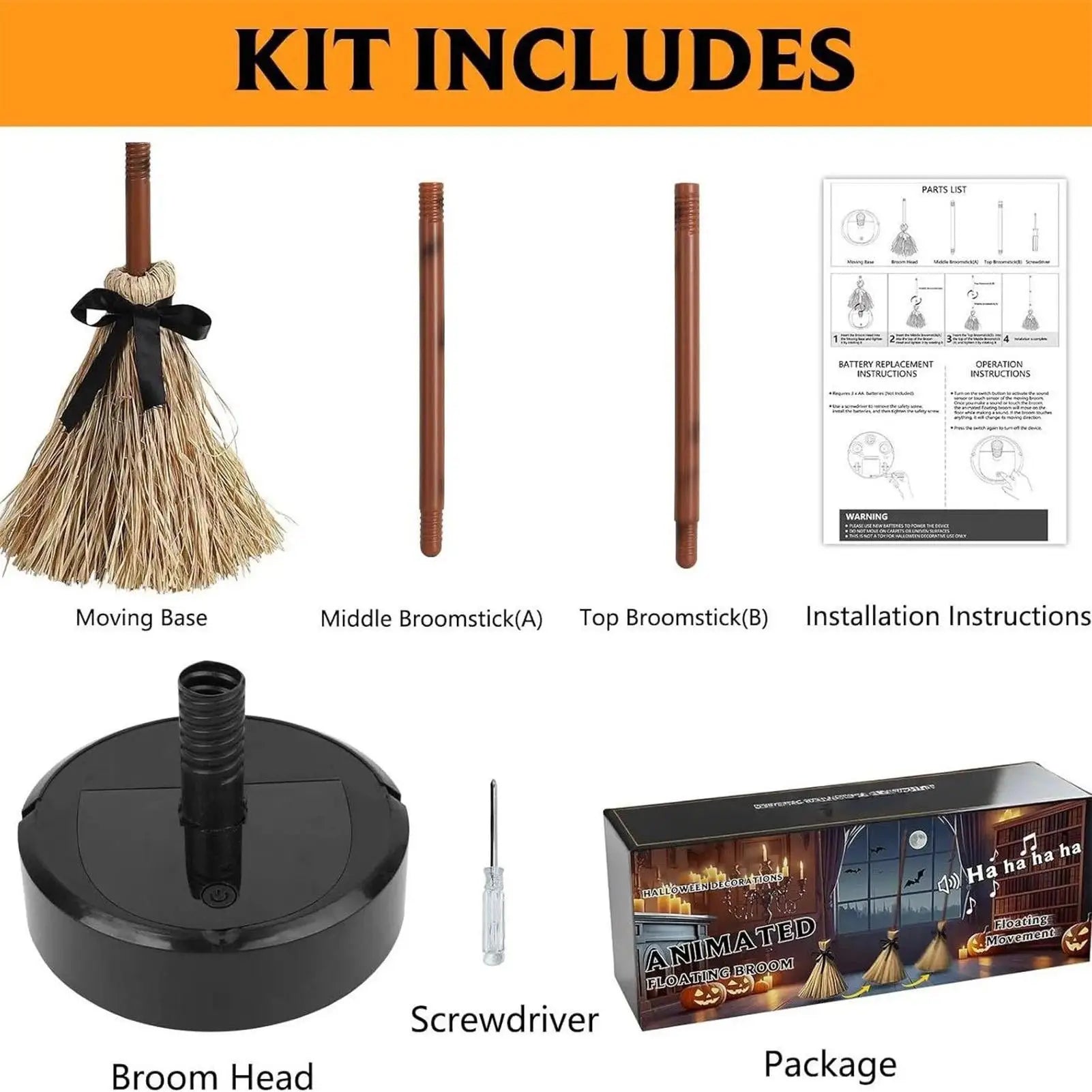 Floating Witch Broom Haunted Dancing Moving Broomsticks Magics Enchanter - product image 5