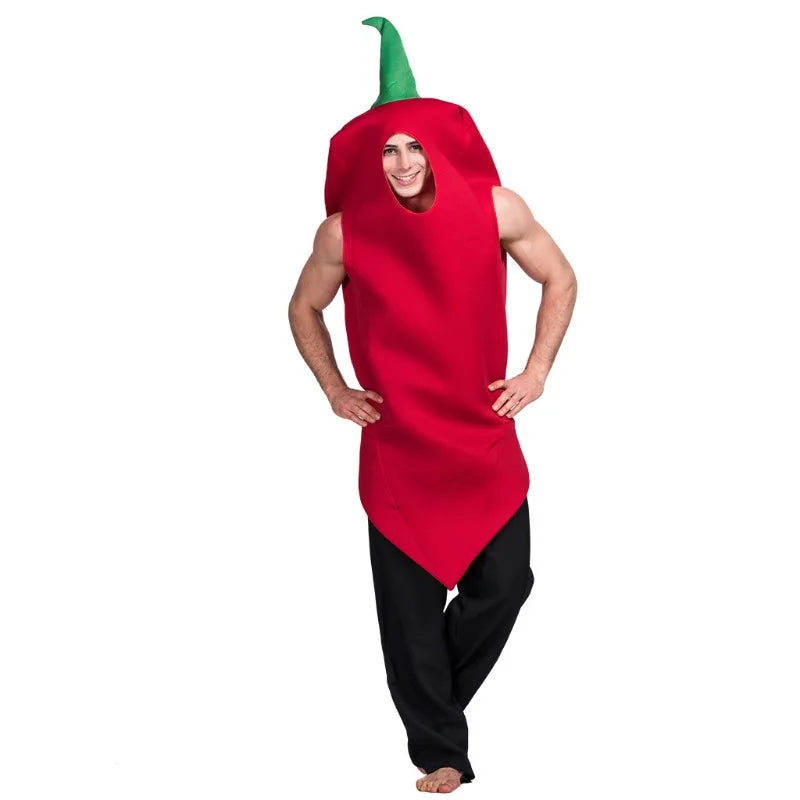 Adult Red Chili Pepper Costume – Funny Halloween Food Outfit