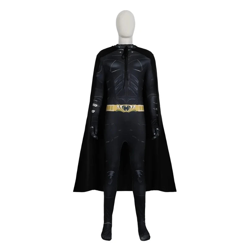 Adult Bat Super Hero Costume Men Bat Mask Knight Cosplay Jumpsuit With Cape Outfit for Halloween Party Bodysuit