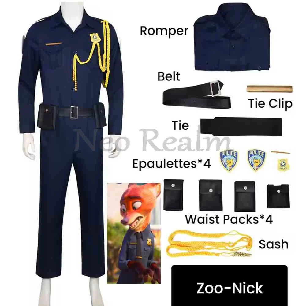 Adult Anime Fox Costume Cartoon Police Outfits Halloween Outfit for Men Women Easter - Set 1 / S