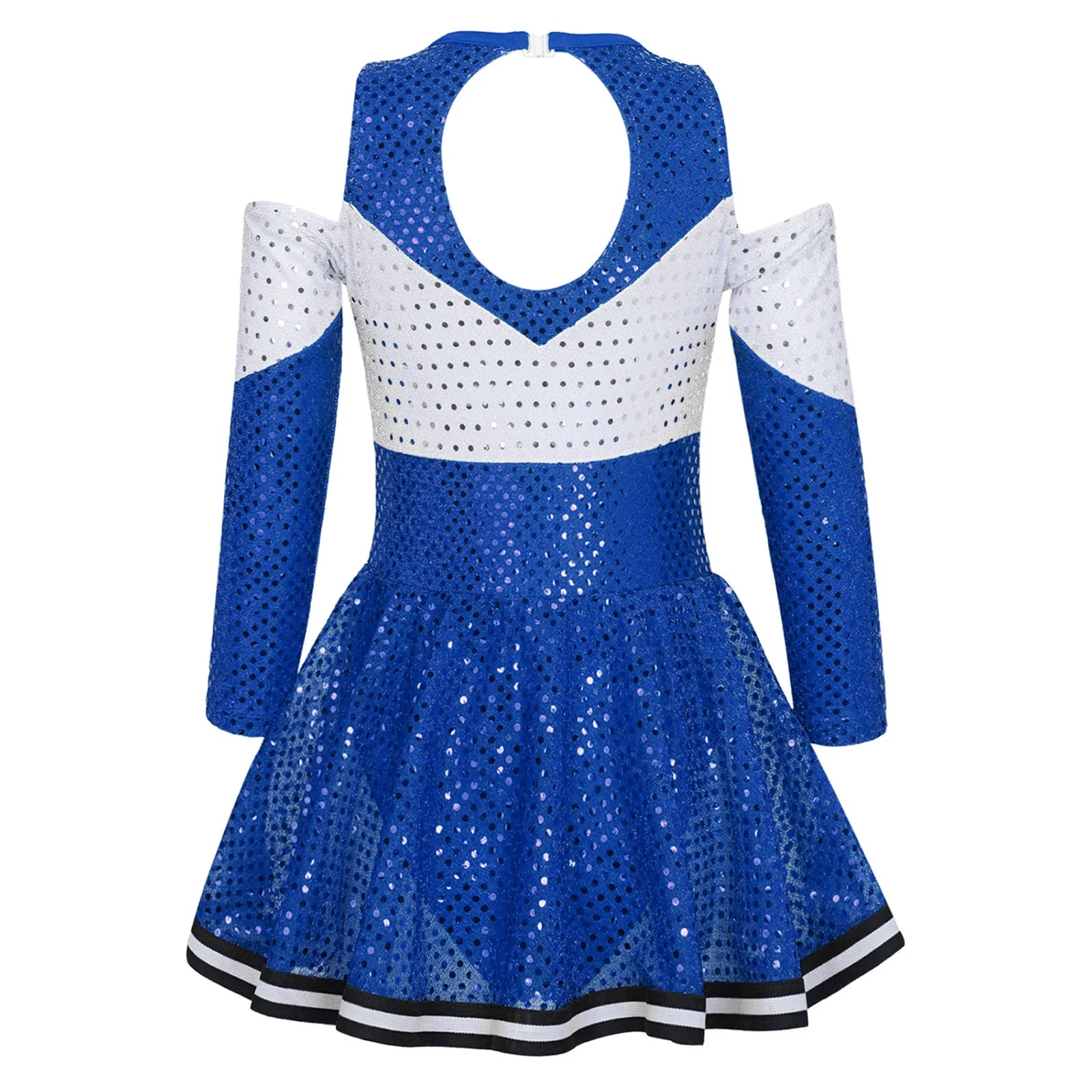 Kids Girls Cheerleader Costume Halloween Cosplay Cheerleading Dance Outfits Sequins Dress with Pom Poms Bow - product image 3