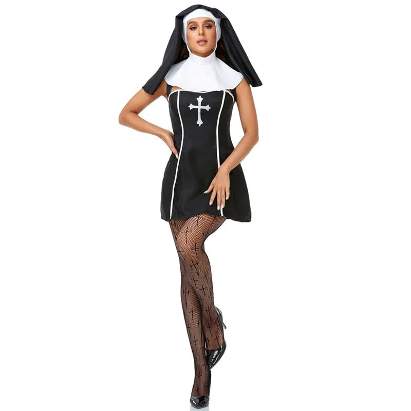 Couples for Men Medieval Priest Nun Missionary Church Religious Convent Costume - alternate view 2