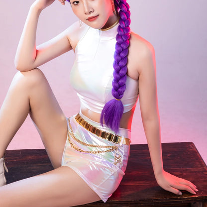 Costume White Performance Costumes for Group Adult Top + Shorts + Belt Performance Outfit - View 6