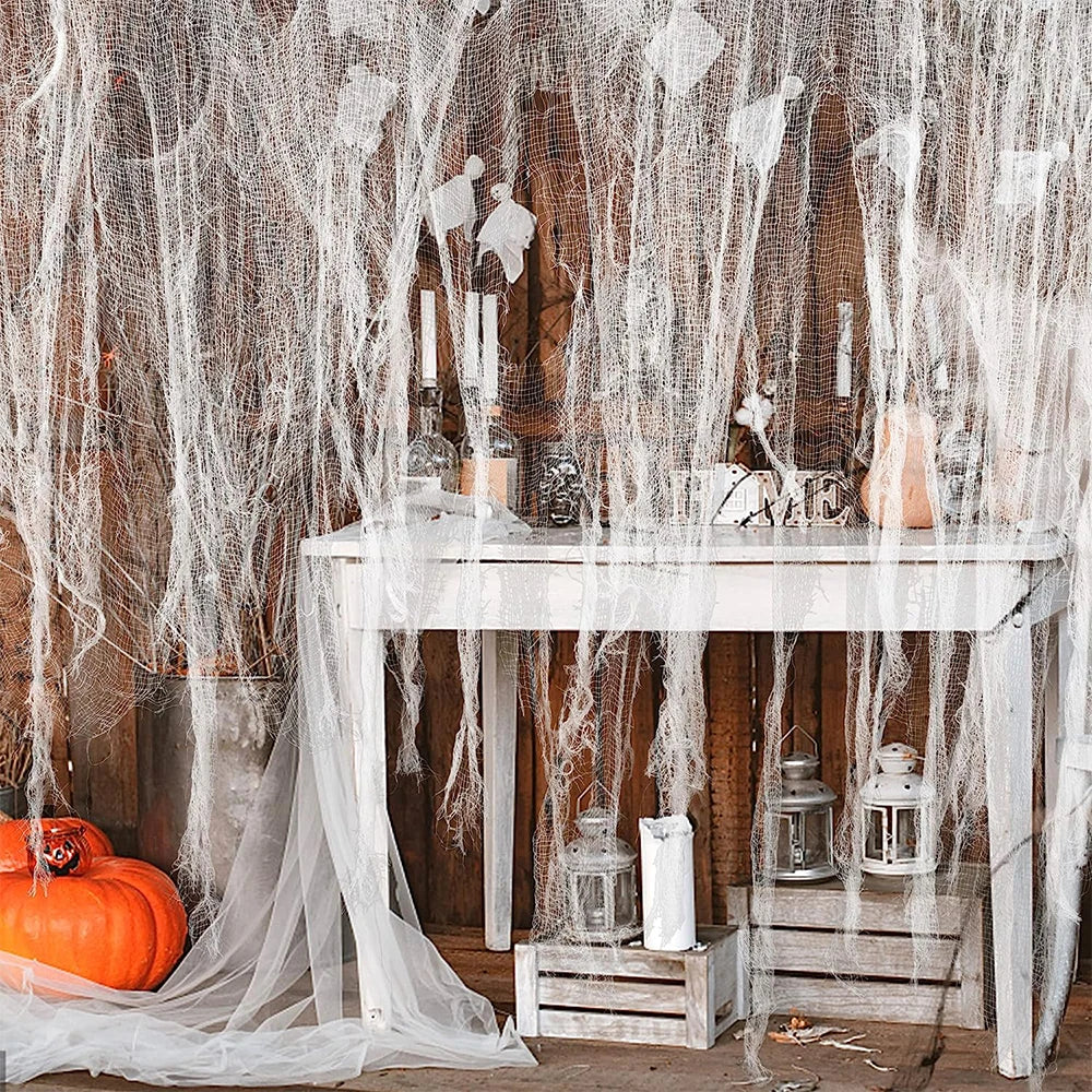 Creepy Cloth Spooky Halloween Decoration White Black Gauze Window Door Cover - product image 3