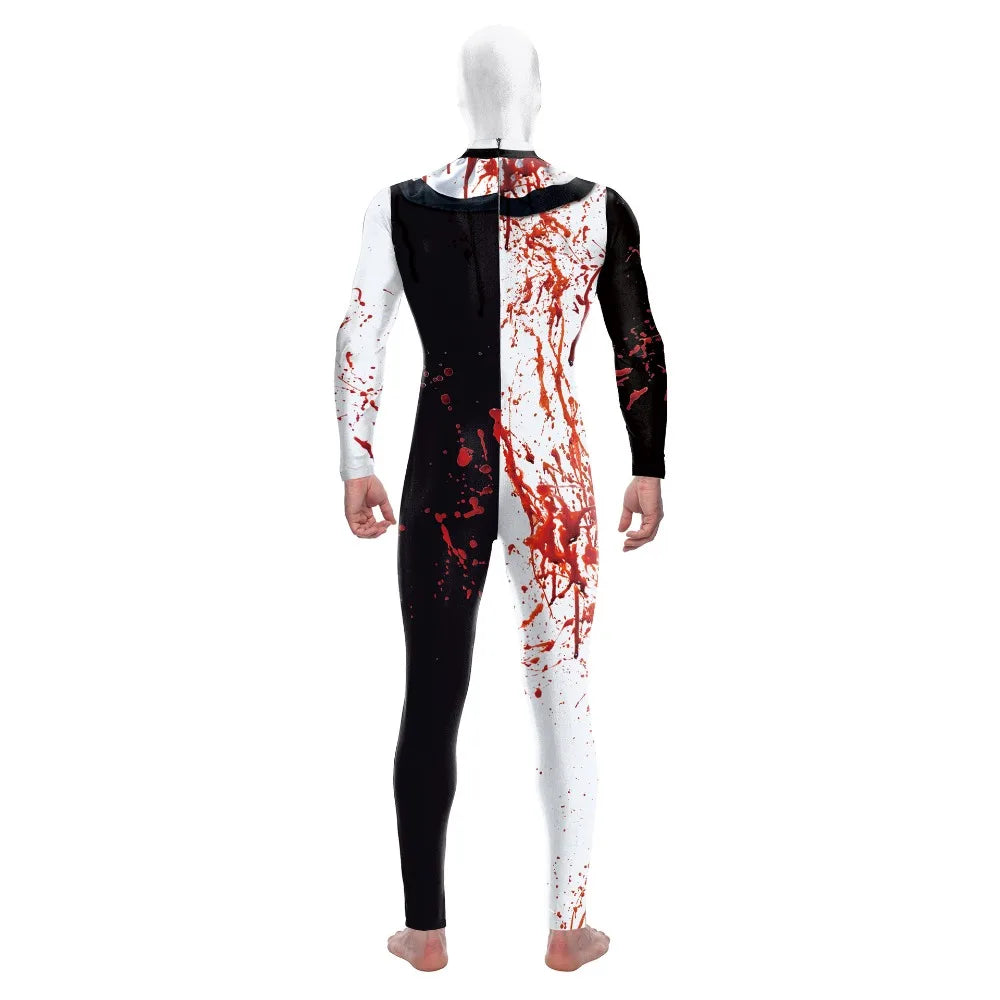 Santa Clown Scary Headgear Leotard Costume Disguise Blood Jumpsuits for Adult Bodysuit - Suits A no mask / S