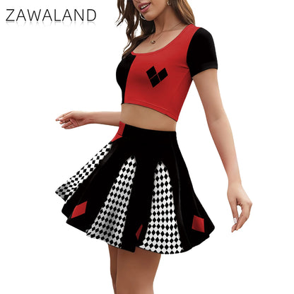 Movie Clown Harry Q Outfit Red Black Crop Top Costume - alternate view 3