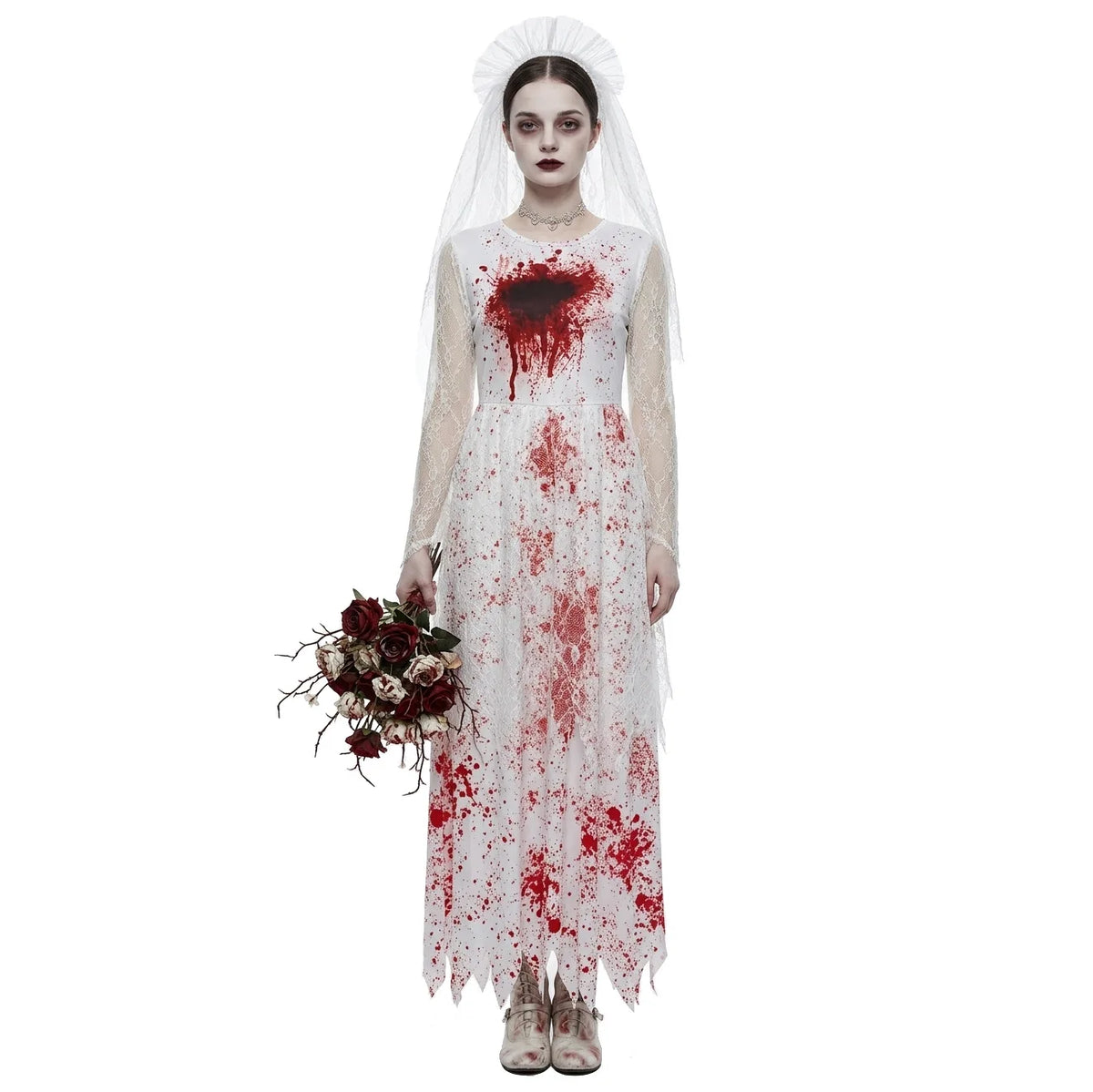 M-Xxl Halloween Dark Bloody Ghost Bride Cos Costume Horror - view 6