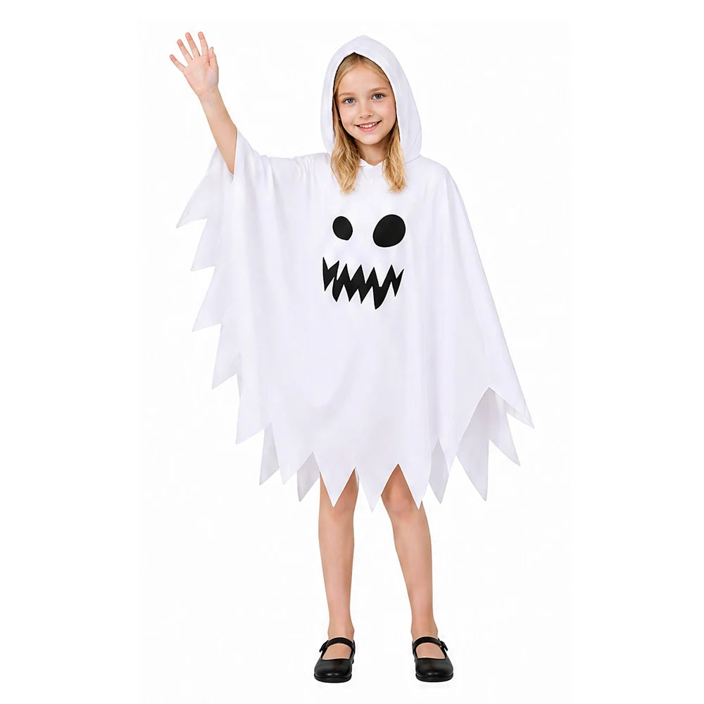 Halloween White Ghost Costume Glowing Hooded Cloak in The Dark Demon Shawl - product image 4