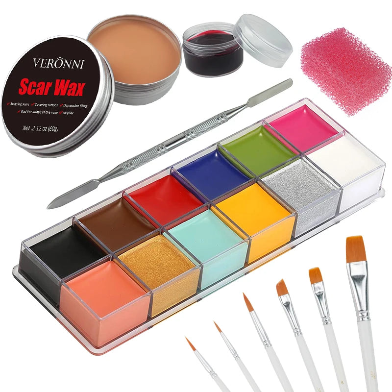 12/20 Colors Face Body Painting Fake Blood ,Halloween Professional Special Effects Makeup Kit with Wound - product image 9