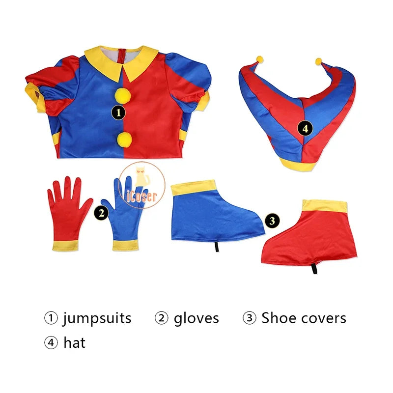 Pomni Costume Anime the Amazing Digital Circus Cartoon Uniform Hat Gloves Halloween for - Hat adult / Kids 130